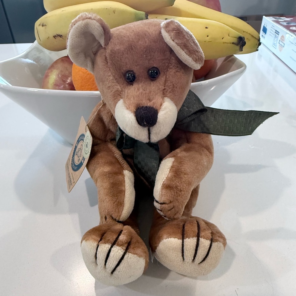 Boyds Bears Brown Stuffed Animal Foodle Mcdoodle with Green Bow
